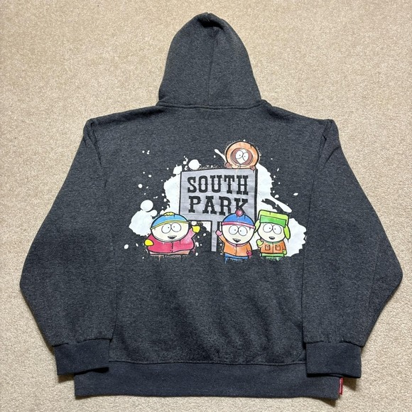 South Park X Members Only Hoodie Sweatshirt Mens Large Gray Cartoon Fleece - Picture 2 of 15